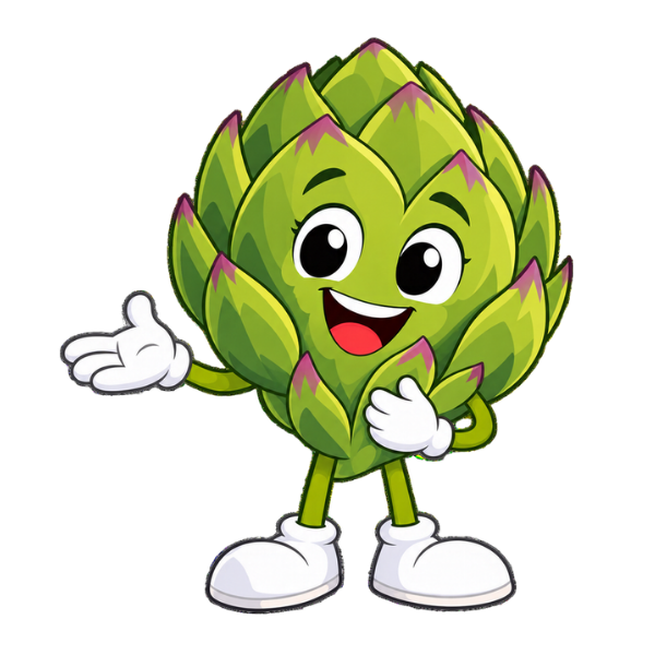 Artie the Artichoke in the Market Veggies market