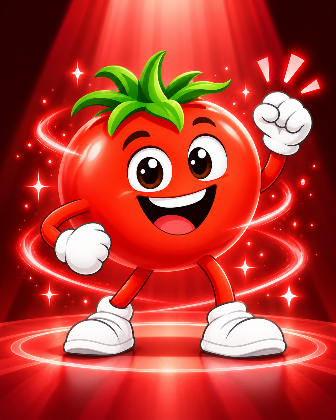 Tommy the Tomato celebrating the power of red